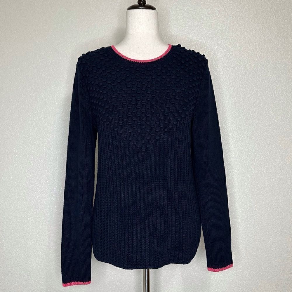 Talbots 100% Cotton Textured Crewneck Long Sleeves Sweater